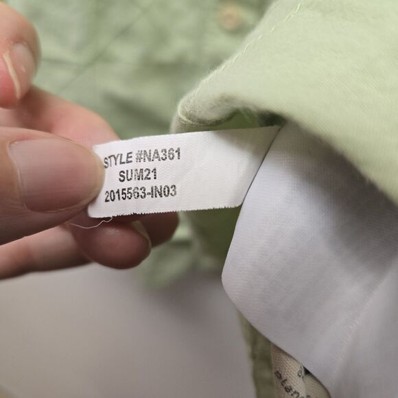 Madewell Hilltop Shirt Geo Texture Button Down Blouse Mint Green sz Small Cotton - Picture 10 of 11